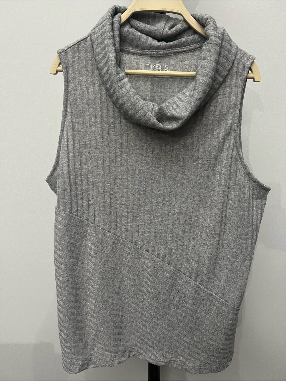 Time and Tru Gray Sleeveless Cowl Neck Sweater Top